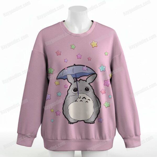 Star Rain Totoro sweatshirt relaxed drop-shoulder unisex-blossom pink