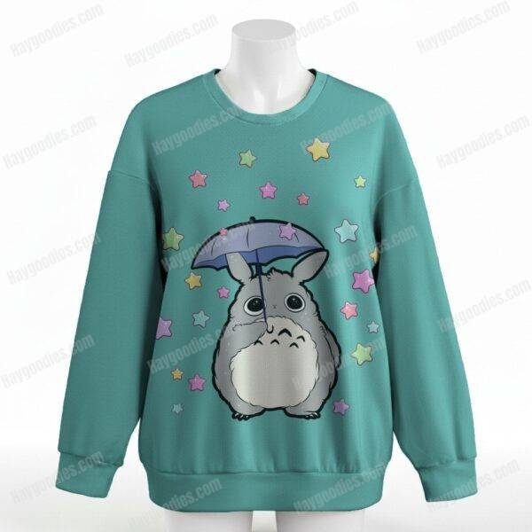 Star Rain Totoro sweatshirt relaxed drop-shoulder unisex-chalky mint