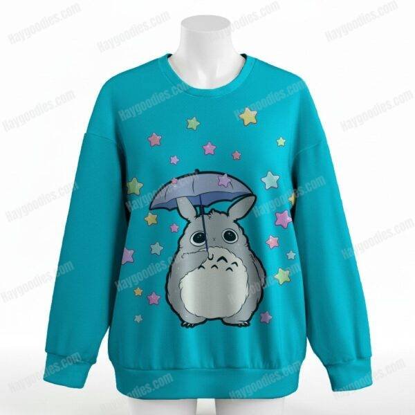 Star Rain Totoro sweatshirt relaxed drop-shoulder unisex-lagoon blue