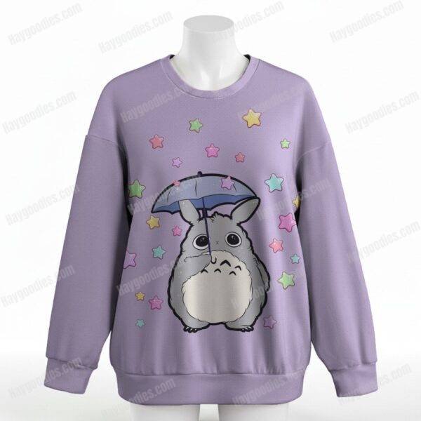 Star Rain Totoro sweatshirt relaxed drop-shoulder unisex-orchid