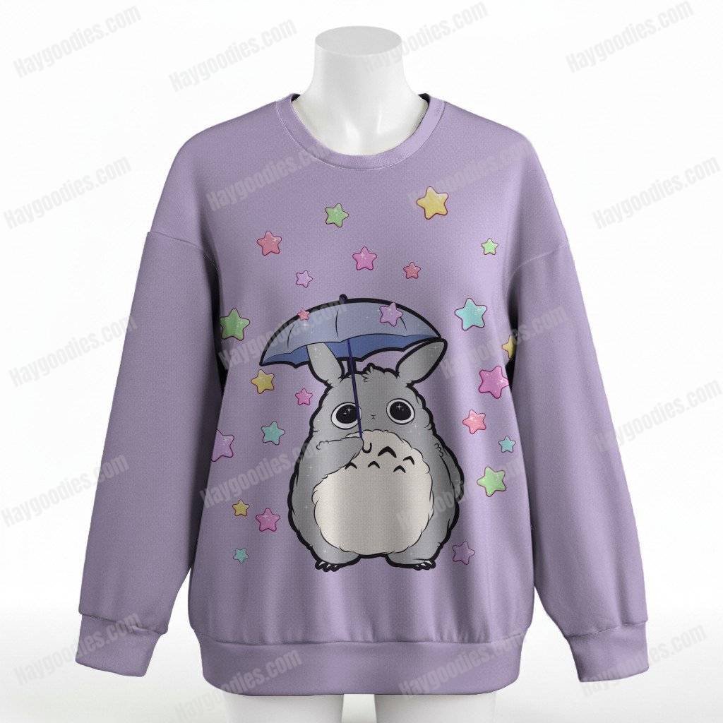 Star Rain Totoro sweatshirt relaxed drop-shoulder unisex-orchid