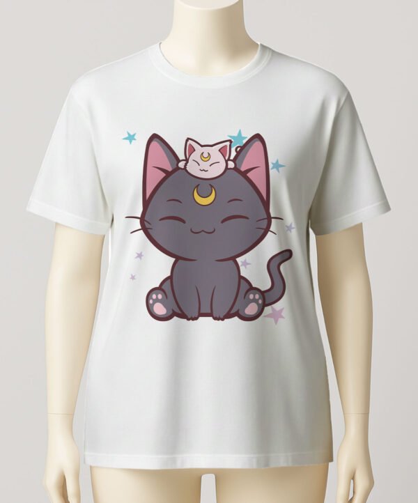 Sailor Moon Luna t-shirt kawaii Luna Artemis -white Sailor Moon Luna t-shirt kawaii Luna Artemis