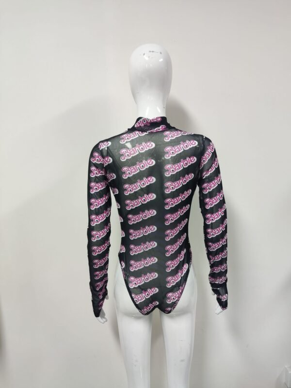 Barbie Mesh Bodysuit – High Neck Long Sleeve | Rose Red, Purple, Black | S–XL