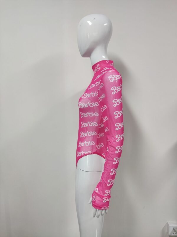 Barbie Mesh Bodysuit – High Neck Long Sleeve | Rose Red, Purple, Black | S–XL