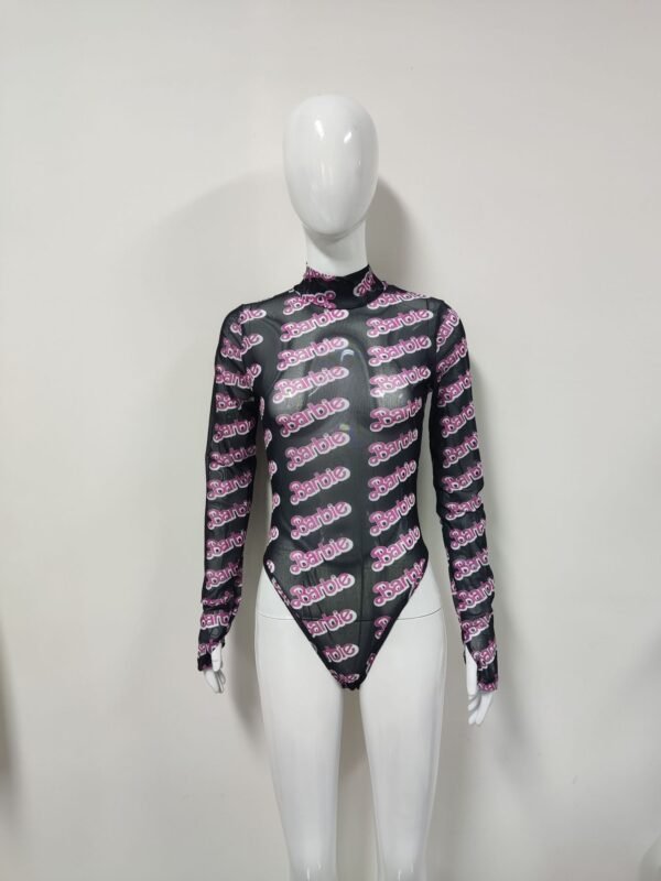 Barbie Mesh Bodysuit – High Neck Long Sleeve | Rose Red, Purple, Black | S–XL