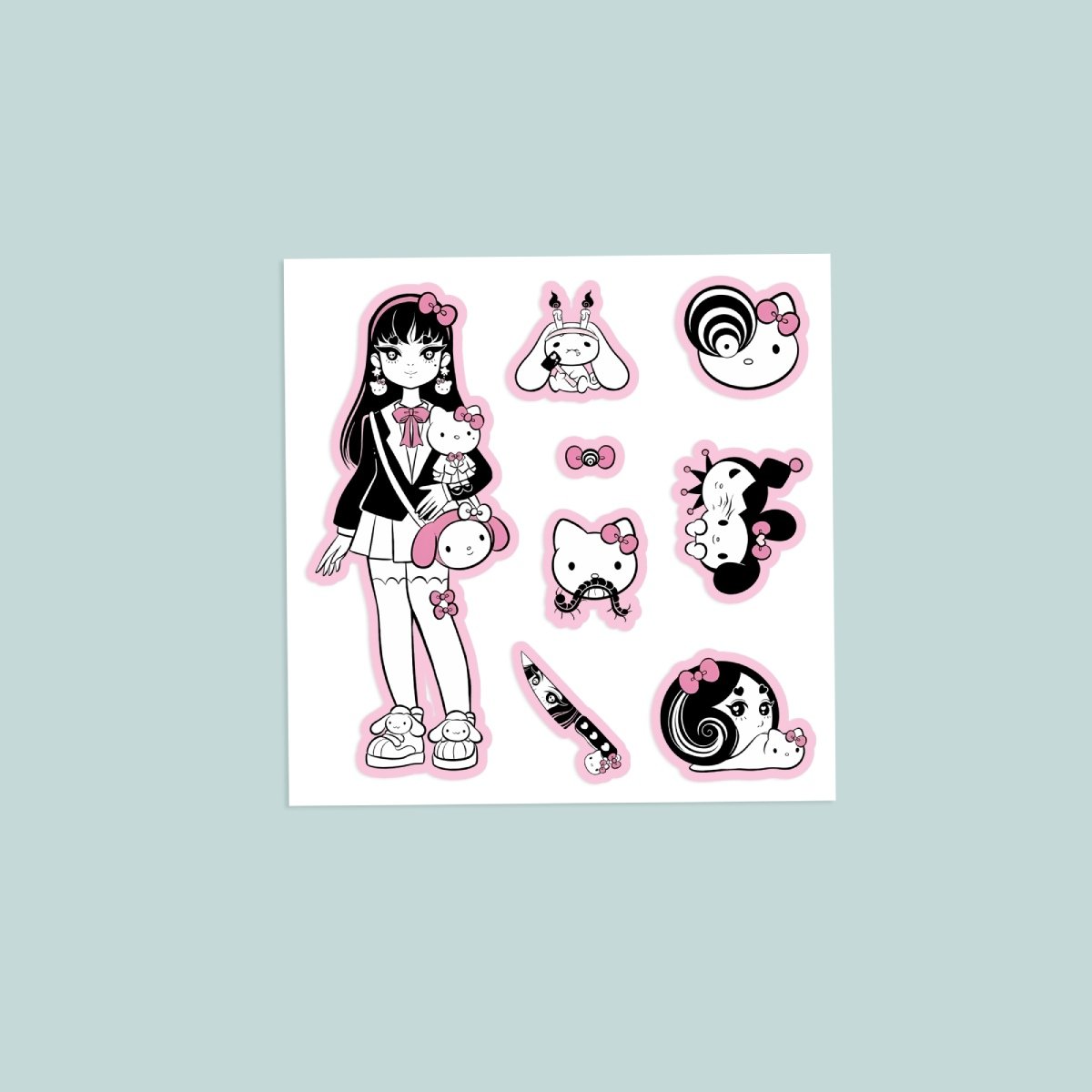 Junji Ito Tomie x Sanrio inspired stickers