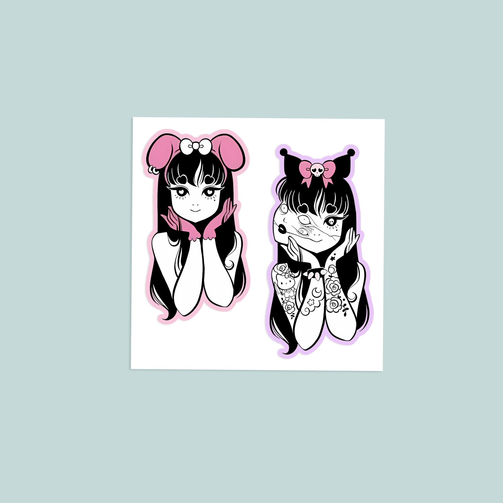 Junji Ito Tomie x Sanrio inspired stickers