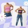 bitch-crop-top tube top bitch slogan strapless bandeau crop pink black XS to 5XL