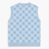 blue tonal argyle diamond pattern sweater vest ribbed hem