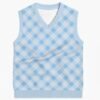 blue argyle sweater vest unisex V-neck knit vest S to 6XL