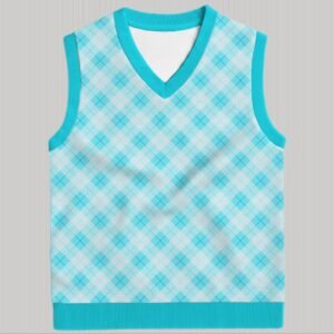 teal argyle sweater vest unisex V-neck knit vest S to 6XL
