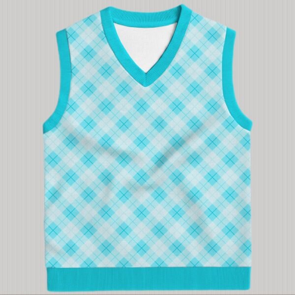 teal argyle sweater vest unisex V-neck knit vest S to 6XL