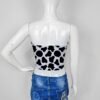 croptubetop-bk-cow strapless bandeau mommy milkers tube top 95% polyester spandex slim fit