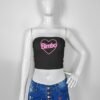 croptubetop-fr-bimbo-blk bimbo slogan tube top pink heart outline hot pink black colourways