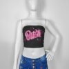 croptubetop-fr-bitch-blk tube top bitch slogan strapless bandeau crop pink black XS to 5XL