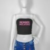 croptubetop-fr-mommymilkers-blk mommy milkers tube top cow print black pink bubble font slogan