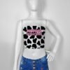croptubetop-fr-mommymilkers-cow tube top mommy milkers slogan strapless bandeau cow print black XS to 5XL