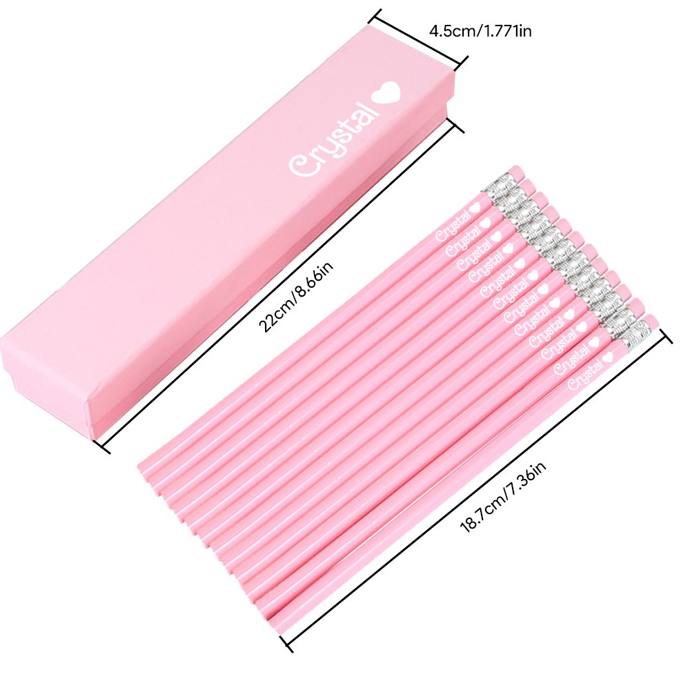 custom name HB pencils pink stationery set with eraser