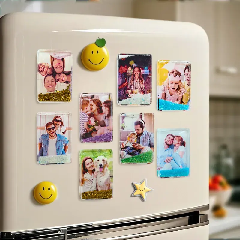 personalized fridge magnet custom liquid glitter shaker photo effect