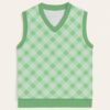 green argyle sweater vest unisex V-neck knit vest S to 6XL