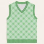 green argyle sweater vest unisex V-neck knit vest S to 6XL