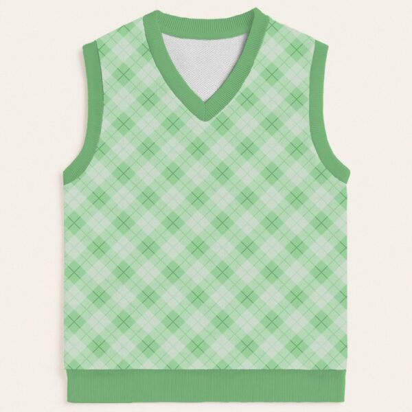 green argyle sweater vest unisex V-neck knit vest S to 6XL