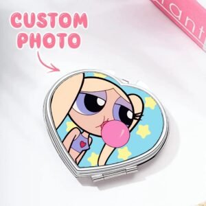 personalized heart compact mirror custom photo metal