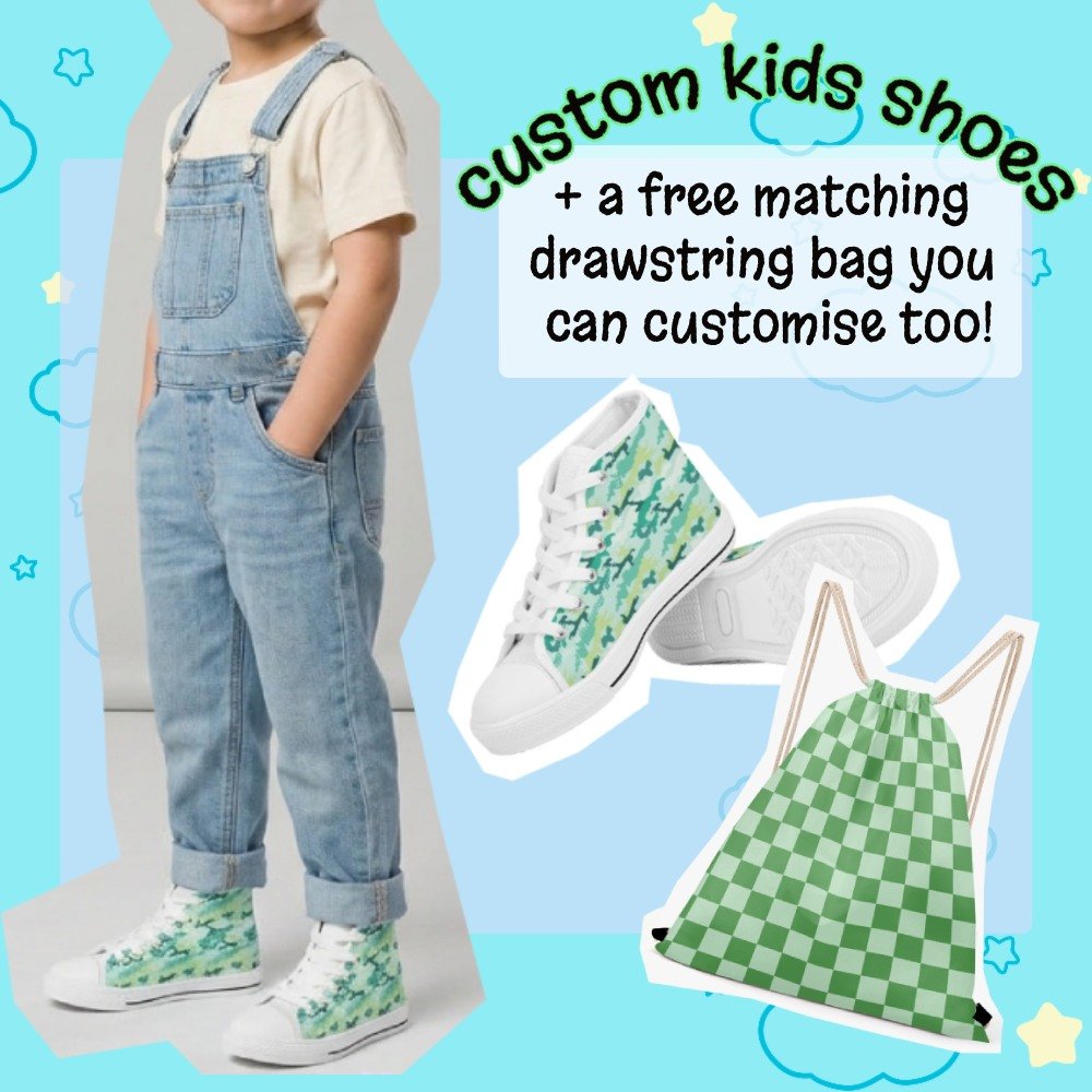 custom kids shoes personalised high top canvas sneakers white sole