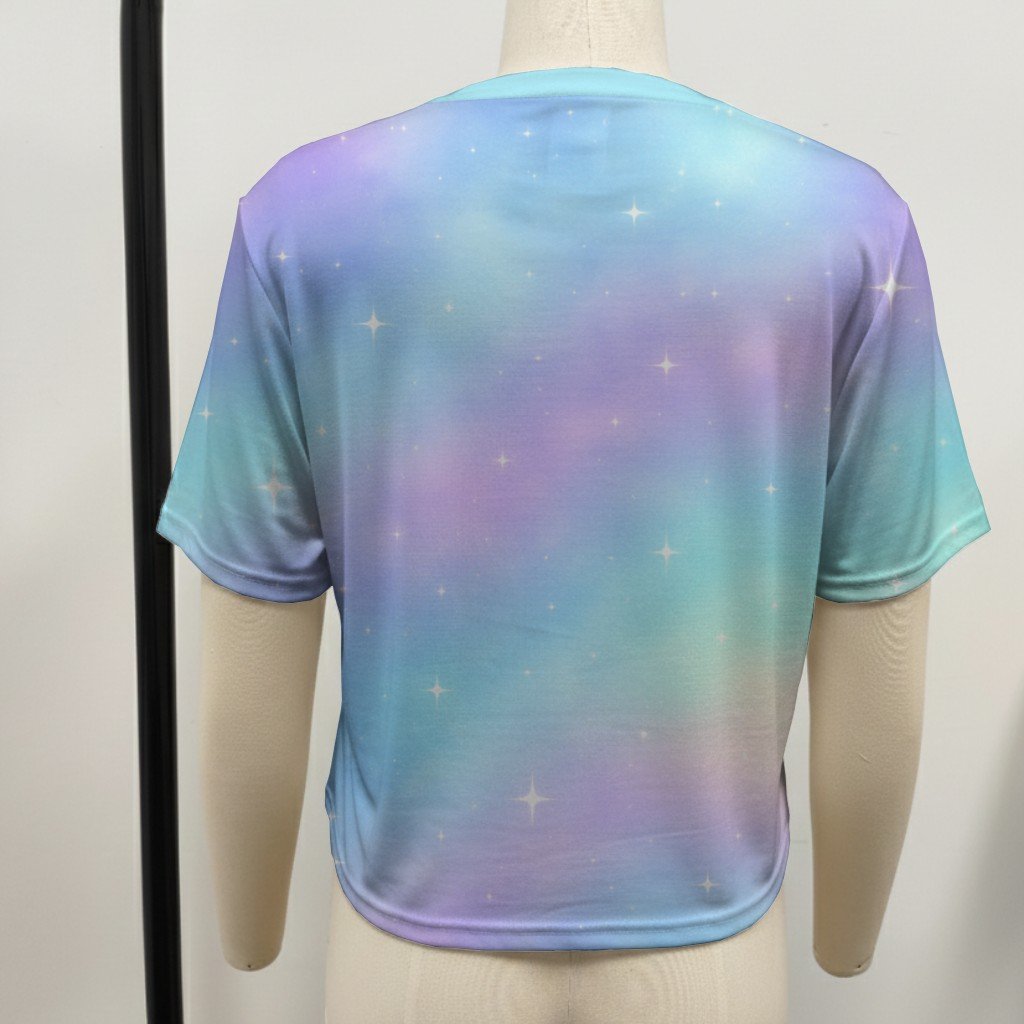 Kirby crop top kawaii Nintendo pastel galaxy graphic baby blue collar
