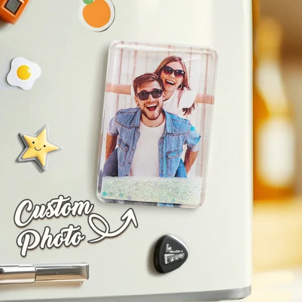 custom photo glitter shaker fridge magnet 6x9cm strong magnet