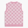 pink tonal argyle diamond pattern sweater vest ribbed hem