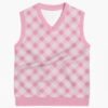 pink argyle sweater vest unisex V-neck knit vest S to 6XL
