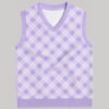 purple argyle sweater vest unisex V-neck knit vest S to 6XL