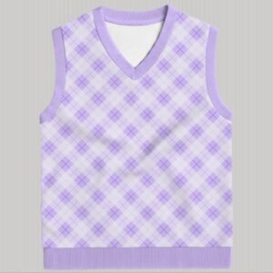 purple argyle sweater vest unisex V-neck knit vest S to 6XL
