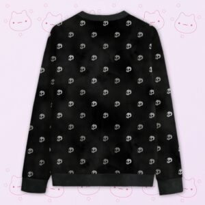 black skull pattern sweatshirt dark cuffs collar S to 6XL inclusive sizing