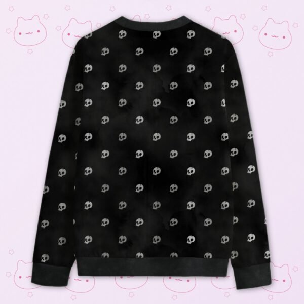 black skull pattern sweatshirt dark cuffs collar S to 6XL inclusive sizing