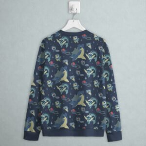 water type Pokemon sweatshirt navy background matching collar cuffs S to 6XL