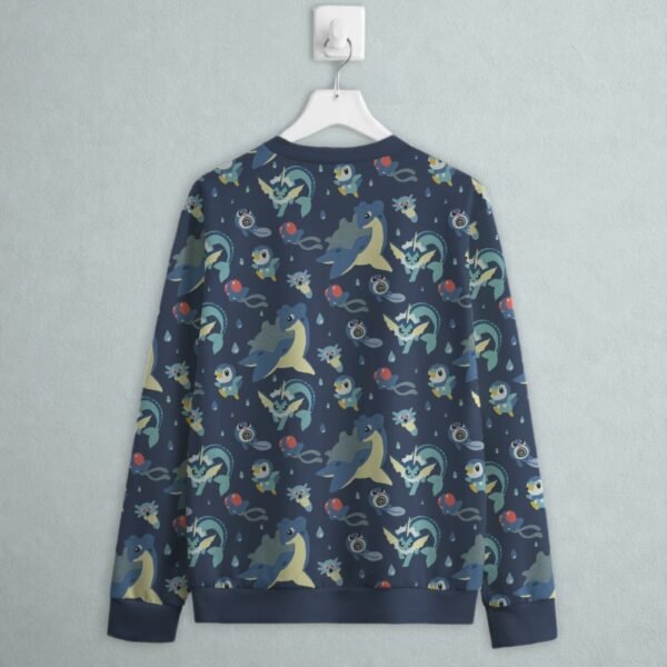 water type Pokemon sweatshirt navy background matching collar cuffs S to 6XL