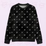 skull pattern sweatshirt black all-over kawaii skull print unisex