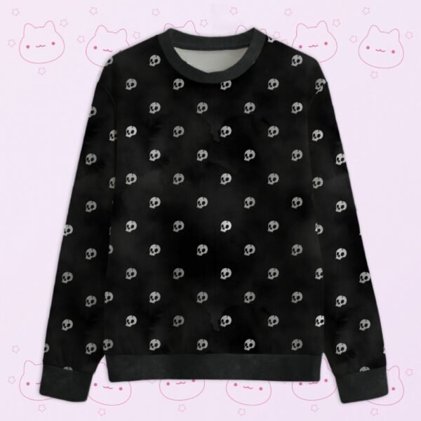 skull pattern sweatshirt black all-over kawaii skull print unisex