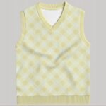 yellow argyle sweater vest unisex V-neck knit vest S to 6XL