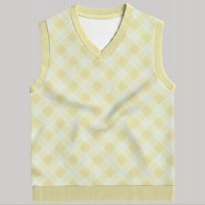 yellow argyle sweater vest unisex V-neck knit vest S to 6XL