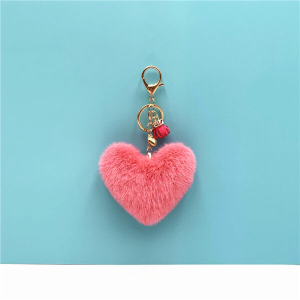 569426792 Heart Shaped Keychain – Plush Imitation Mink Fur Bag Charm | 11 Colours