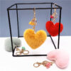 569426791 heart shaped keychain soft plush imitation mink fur