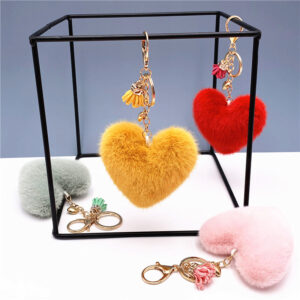569426791 heart shaped keychain soft plush imitation mink fur