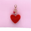 569426796 Heart Shaped Keychain – Plush Imitation Mink Fur Bag Charm | 11 Colours