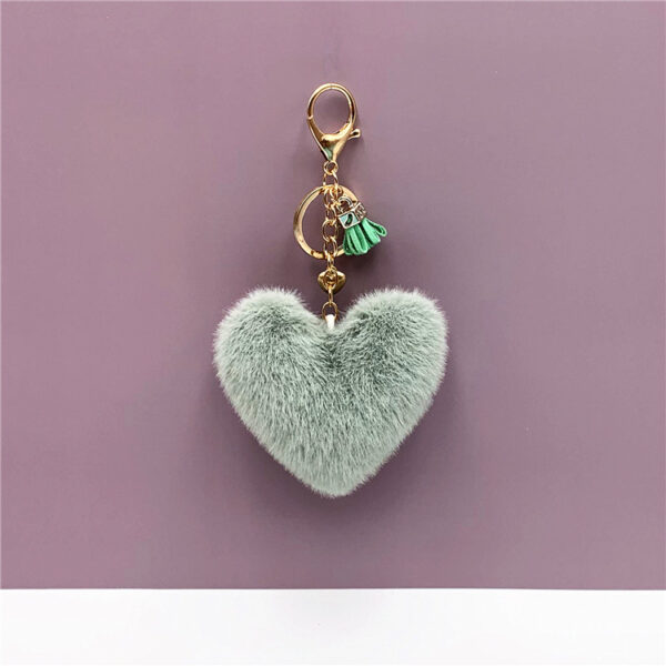 569426795 Heart Shaped Keychain – Plush Imitation Mink Fur Bag Charm | 11 Colours