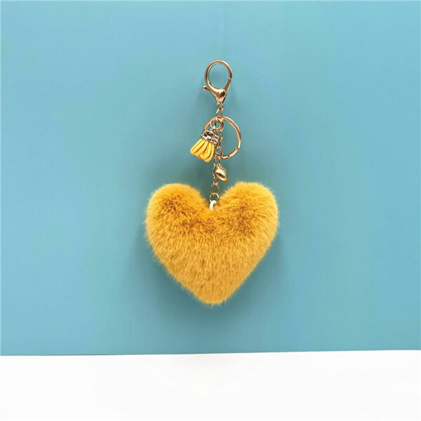 569426794 Heart Shaped Keychain – Plush Imitation Mink Fur Bag Charm | 11 Colours