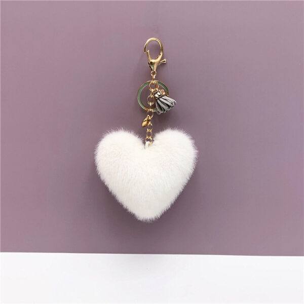 569426800 Heart Shaped Keychain – Plush Imitation Mink Fur Bag Charm | 11 Colours