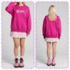 Bimbo unisex hot pink sweatshirt with relaxed oversized fit, drop shoulder sleeves, sizes XS to 6XL